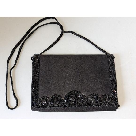 Vintage La Regale Beaded Evening Bag Purse Black Handmade Japan -1123 - Picture 1 of 3